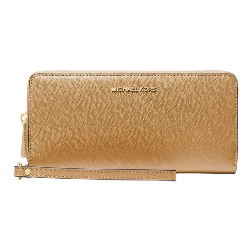 MICHAEL KORS Saffiano Leather Wallet Large Size Women's Light Peanut Color