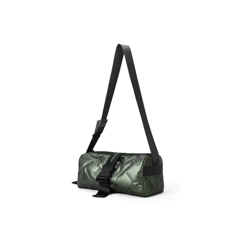 PIERRE CARDIN Fabric Toast Bag, Messenger Bag, Crossbody Bag Men's Silver Gray/Green/Purple-9