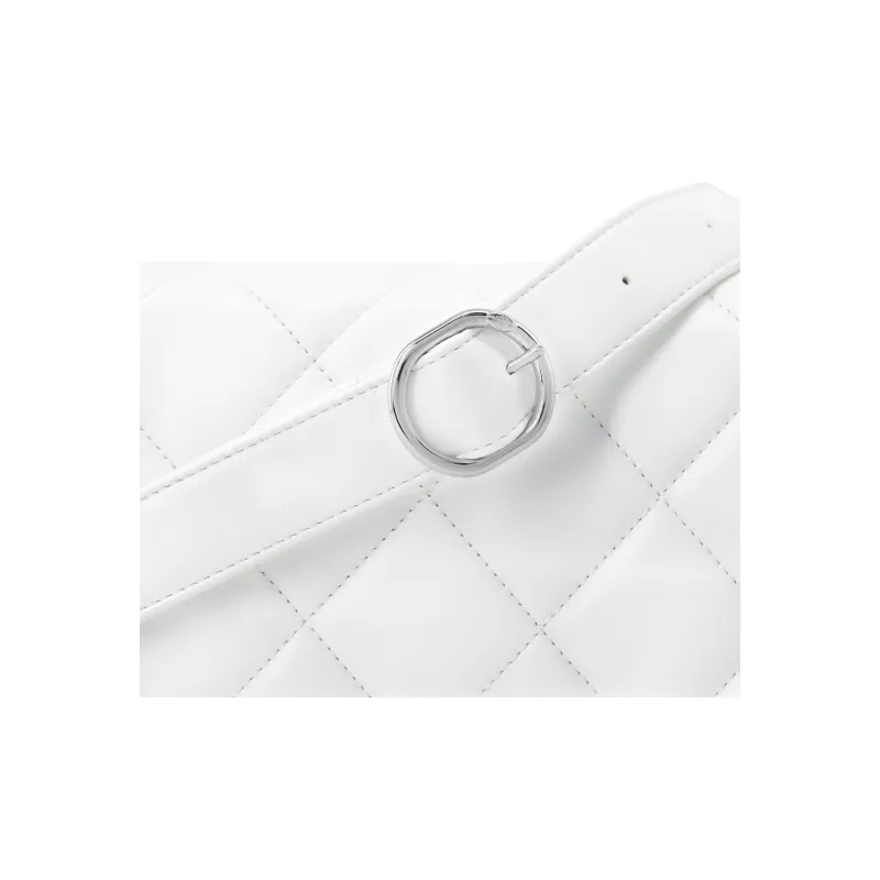 CHANEL Leather White Silver Waterfall Bag, Shoulder Bag, Crossbody Bag Women's White-5