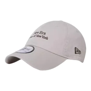 New Era Embroidered Letter Cotton Baseball Cap Beige