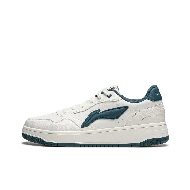 LiNing Tianji Soft Slip Resistant Cushioning Abrasion Resistant Low Top Skateboard Shoes Men's White Blue-0