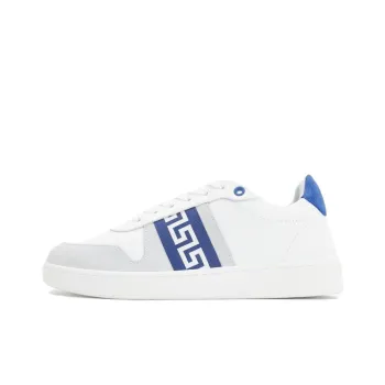 VERSACE Leather Low Top Sneaker White Grey Blue