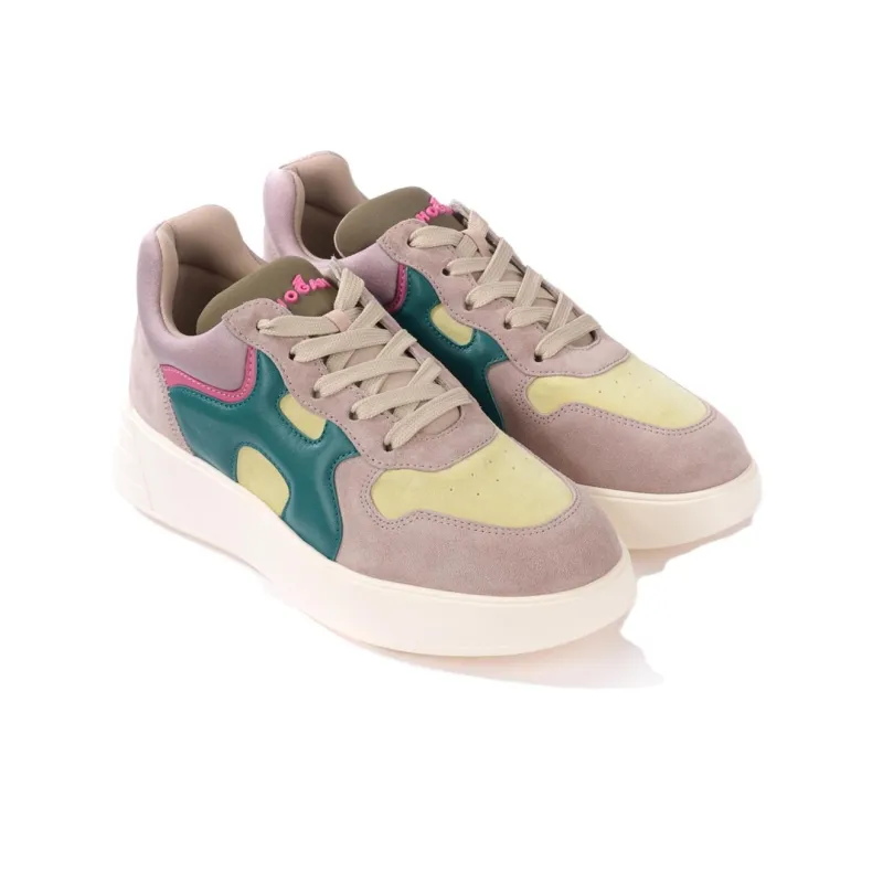 HOGAN Rebel Slip-Resistant Low-Top Casual Shoes Women's Gray Green-2