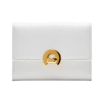 COCCINELLE Grained Leather Wallet Small Size Women's White