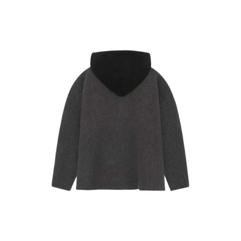 Fear Of God SS24 Season 8 Collection Wool V Neck Hoodie Sweater Unisex Melange Black-1