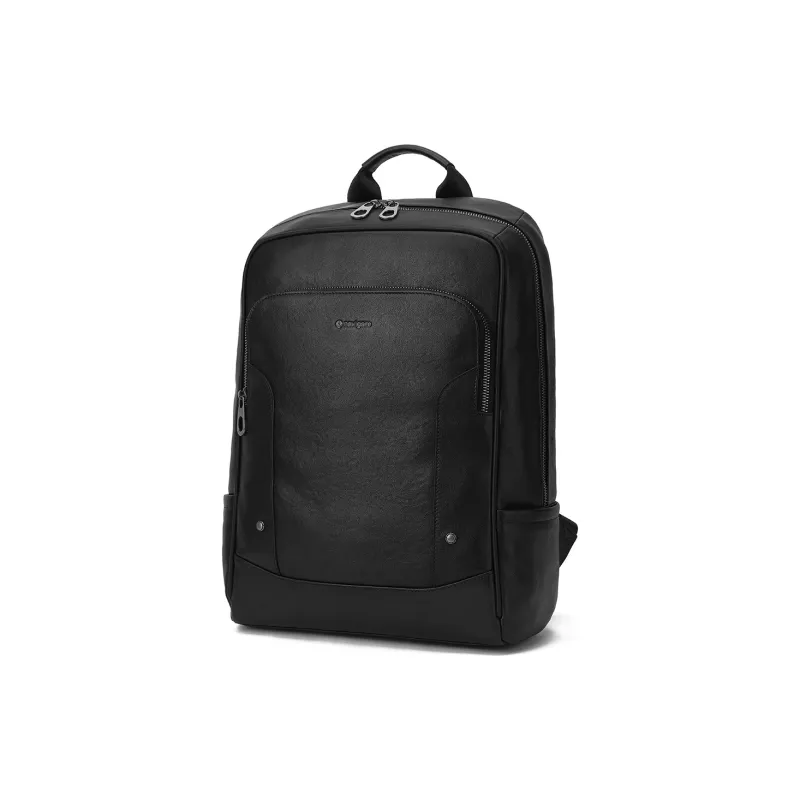 NAVIGARE Cow Leather Laptop Backpack Large Size Men's Black-1