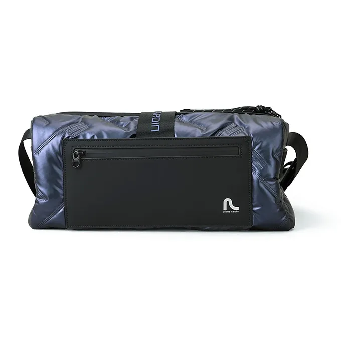 PIERRE CARDIN Fabric Toast Bag, Messenger Bag, Crossbody Bag Men's Silver Gray/Green/Purple-12