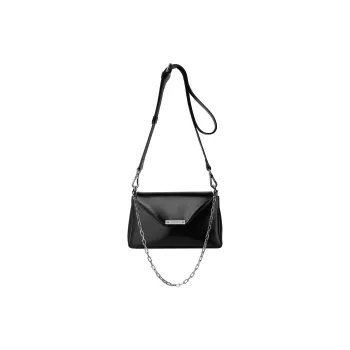 INJOYLIFE Cow Leather Envelope Bag Shoulder Bag Crossbody Bag Small Size Women's Black