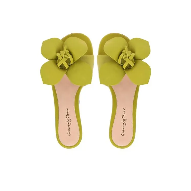 GIANVITO ROSSI Flavia Leaf-straps Slides-3