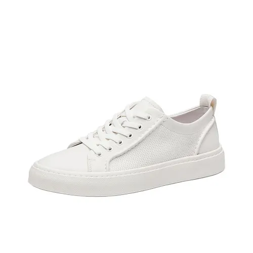 BOSSSUNWEN Skateboard Shoes Men Low-Top White