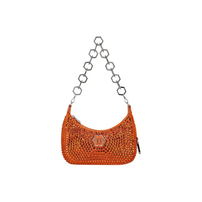 PHILIPP PLEIN Calfskin Handbag Shoulder Bag Women's Orange-0