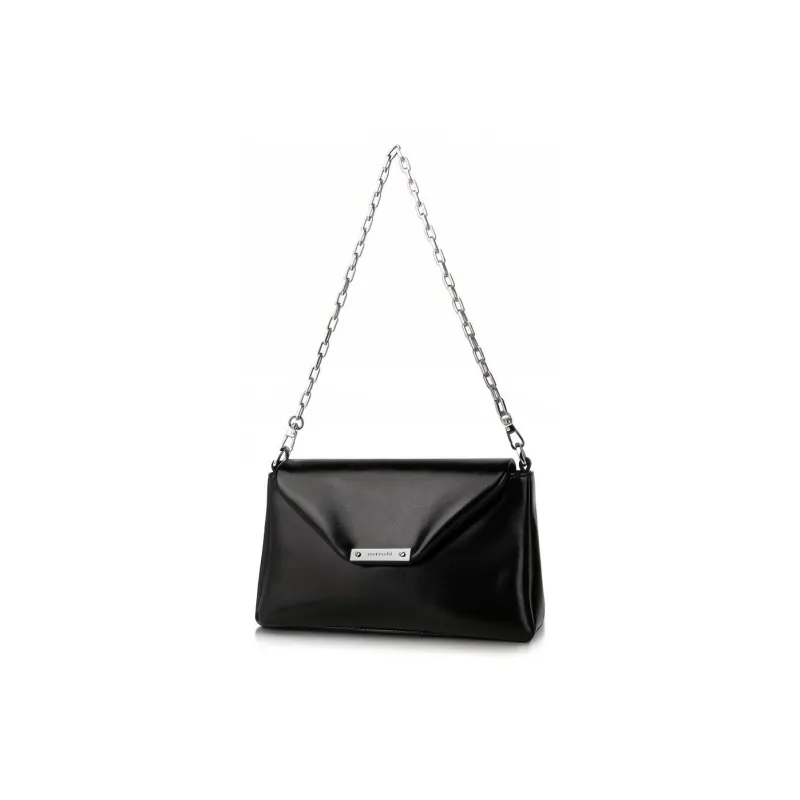 INJOYLIFE Cow Leather Envelope Bag Shoulder Bag Crossbody Bag Small Size Women's Black-1