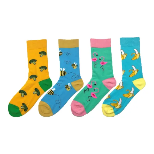 Flowers In Water Mid-Calf Socks Men's 4 Pack