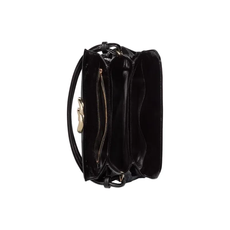 GUCCI Patent Leather Handbag Small Size Women's Black-6
