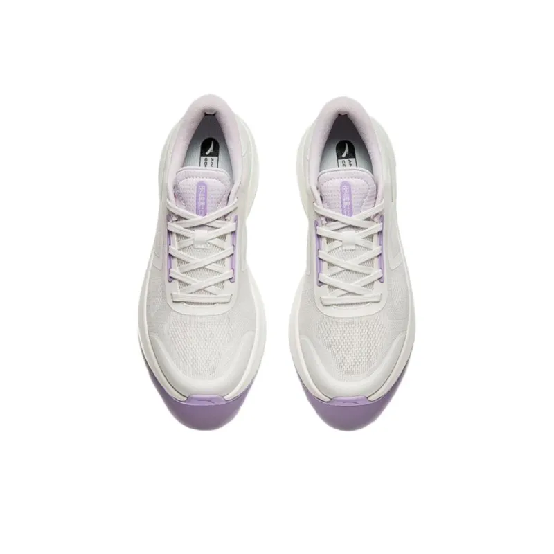 Anta Cushioning Wear Resistant Low Top Running Shoes Women's White Purple Blue-2