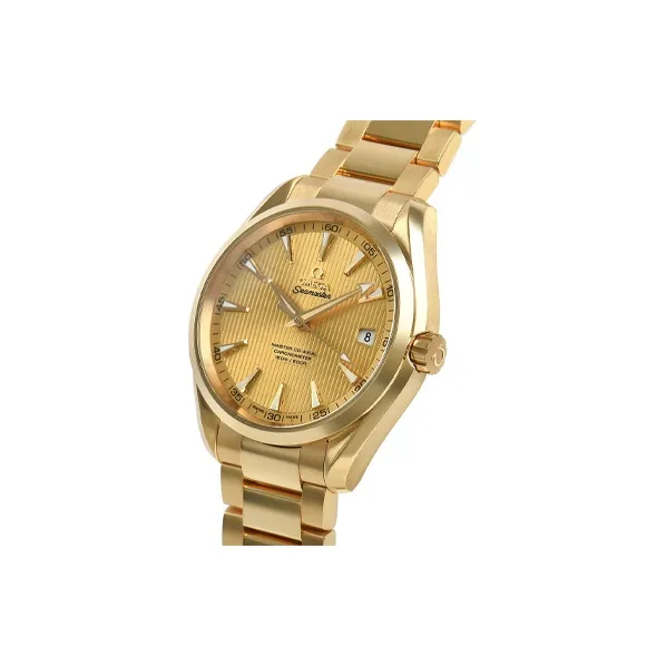OMEGA AQUA TERRA 150 Meters Automatic Mechanical Movement Men's Watches Watch 38.5mm Gold Dial Gold Strap-2