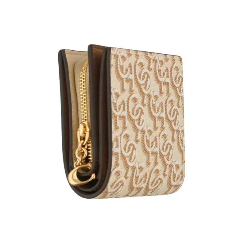 COACH Snap Wallet Canvas With Leather Wallet Women's Chalk White-2