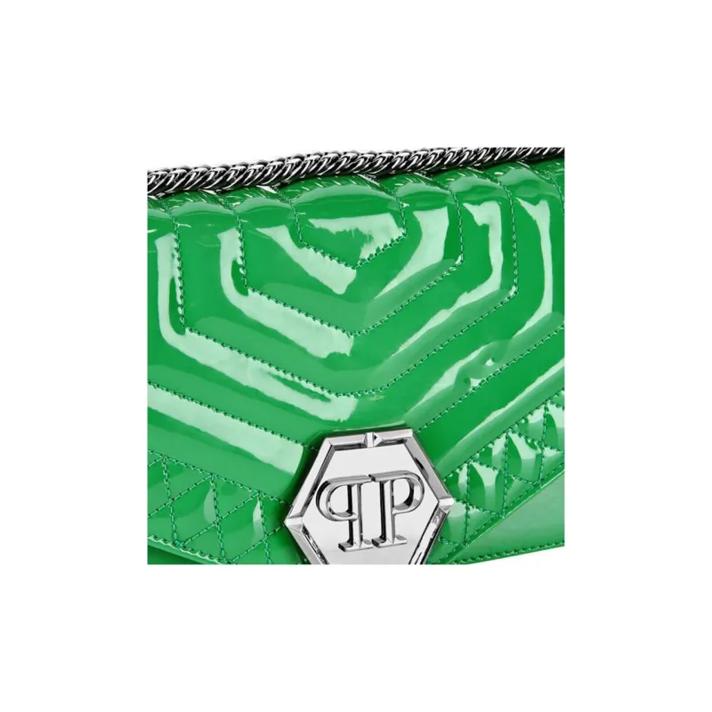 PHILIPP PLEIN Calfskin Portable Crossbody Bag Shoulder Bag Medium Size Women's Green-3