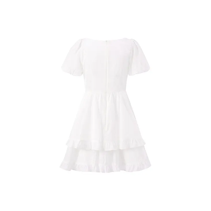 LEDIN Short Sleeved Dress Women's White-1