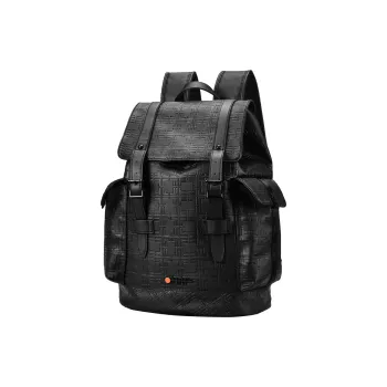 ONRF PVC Computer Double Shoulder Backpack Travel Bag Large Size Unisex Cool Black
