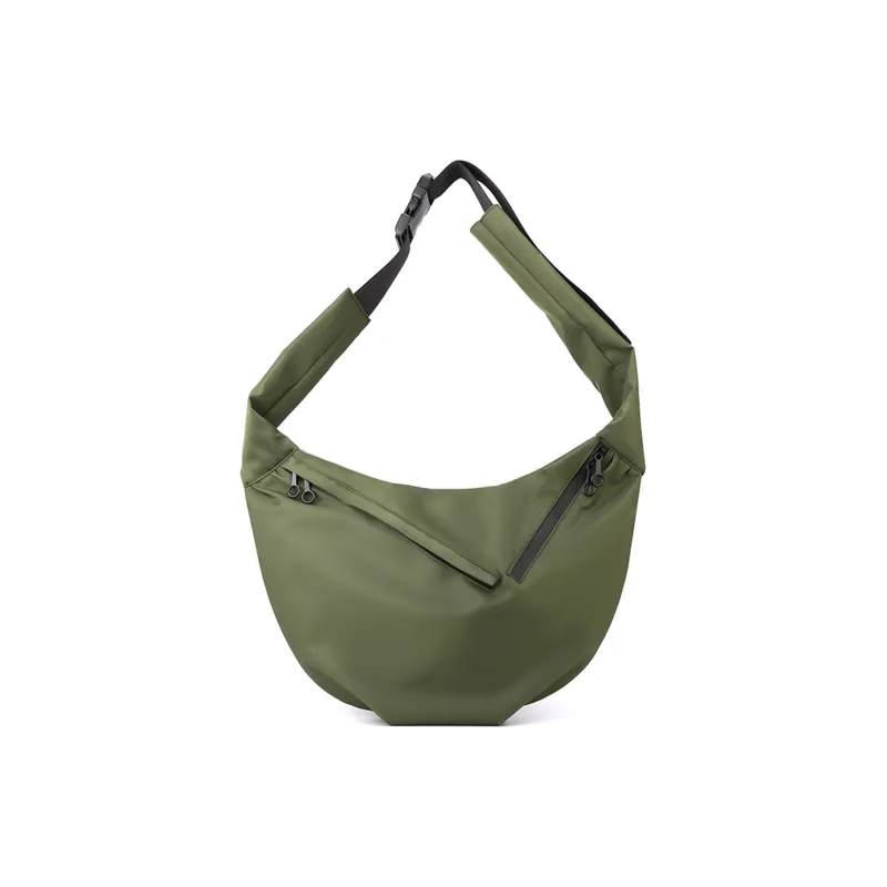 TAKI Nylon Shoulder Bag, Crossbody Bag Regular Unisex Black/Army Green-5