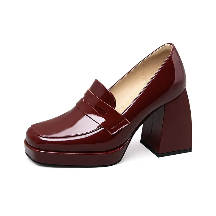 Lily Wei Loafers Women's Black/Burgundy-4