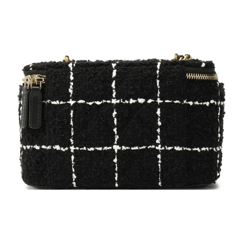 CHANEL Soft Woolen Clutch Box Bag, Shoulder Bag, Crossbody Bag Women's Black & White-2