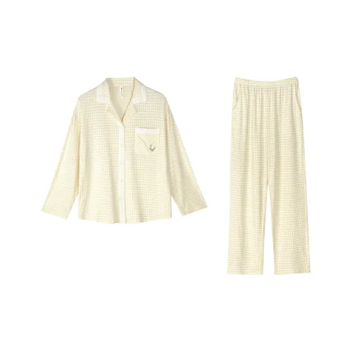 XUANZHITING Pajama Set Women's Light Yellow