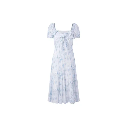 LEDIN Short-Sleeved Dresses Women's Blue Print