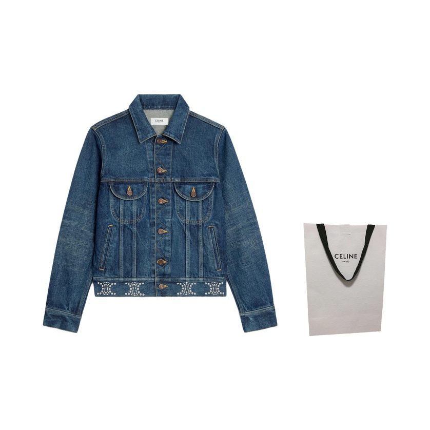 CELINE Trucker Denim Jacket Clean Dark Union Wash - POIZON