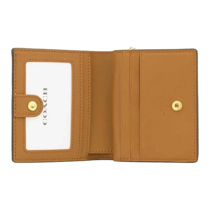 COACH Snap Wallet Canvas With Leather Wallet Women's Chalk White-3
