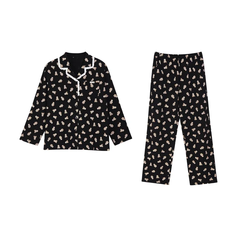 XUANZHITING Pajama Set Women's Black-0