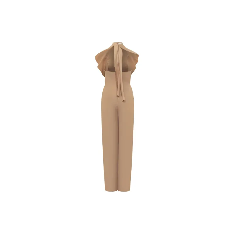 ALBERTA FERRETTI Draped Halterneck Crepe Jumpsuit-1