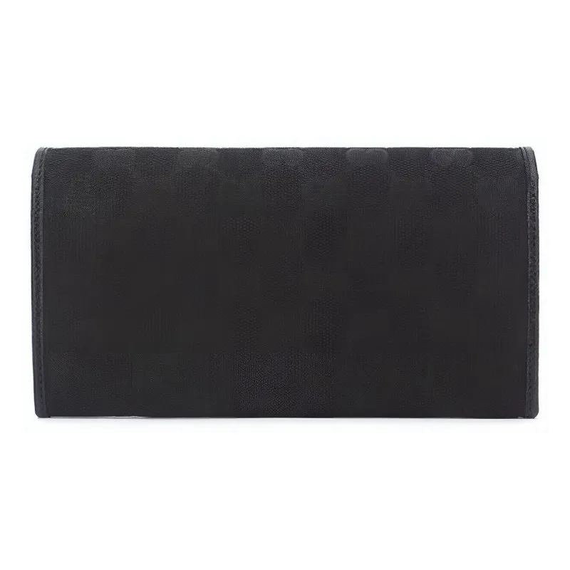 GUCCI Canvas With Leather Long Foldable Wallet With Money Clip Unisex Black-2