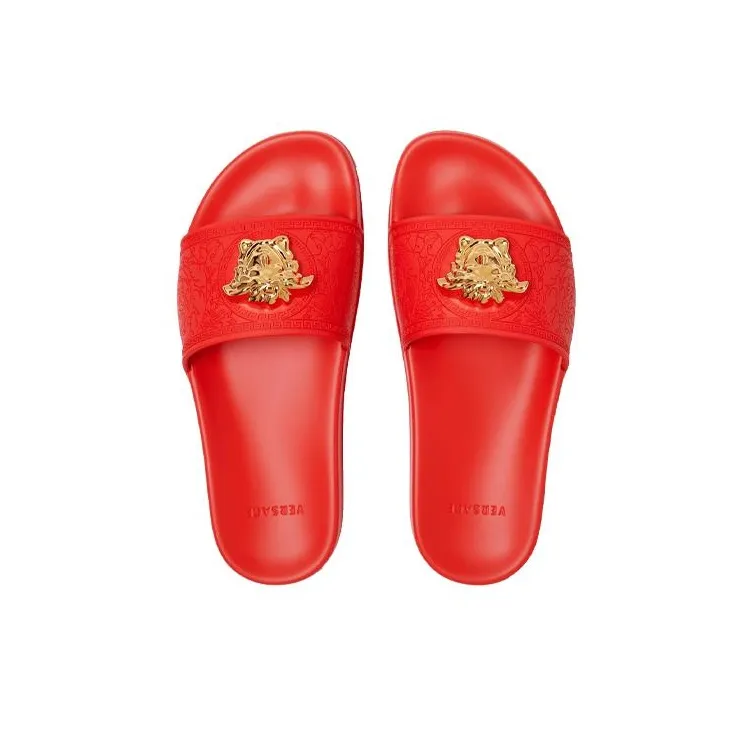 VERSACE PALAZZO Rubber Sole Abrasion Resistant Slide Slippers Women's Red-2