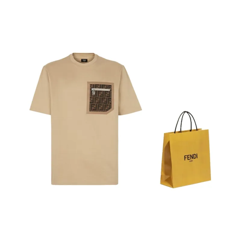 FENDI Monogrammed Pocket Crewneck T Shirt-2