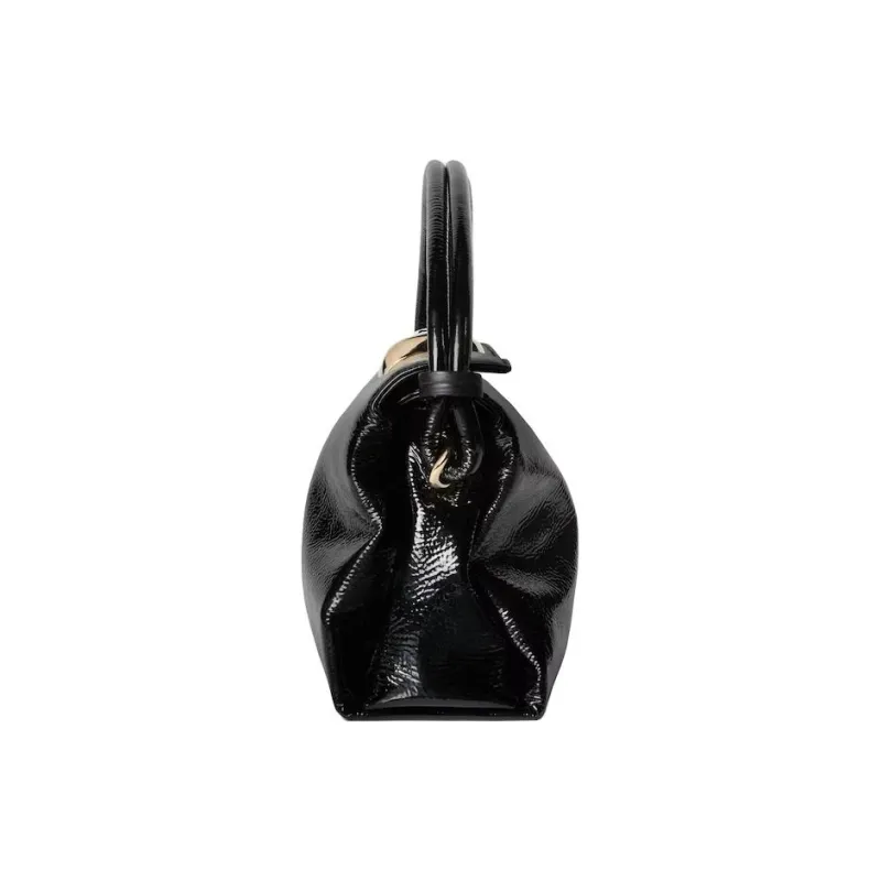 GUCCI Patent Leather Handbag Small Size Women's Black-2
