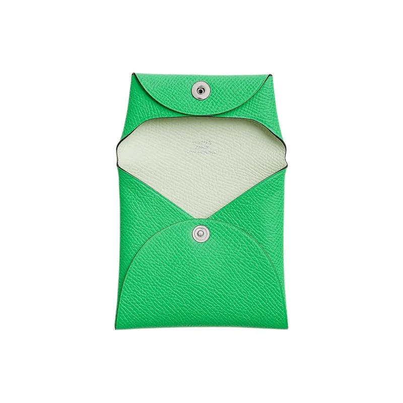 HERMES Bastia Epsom Calfskin Wallet Women's 0Z Vert Comics Comics Green With 0S Vert Fizz Bubble Green-1