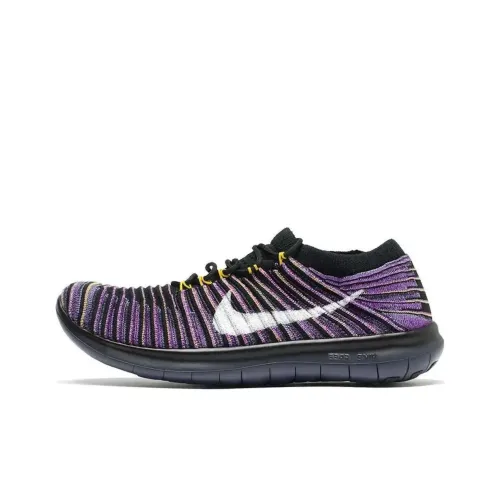 Nike Free Run Motion Flyknit Black Vivid Purple Women's