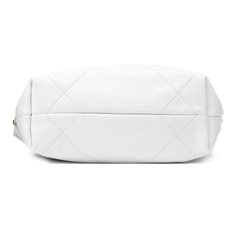 CHANEL 22Bag Shiny Calfskin Bucket Bag, Shoulder Bag, Crossbody Bag Mini Women's White-3