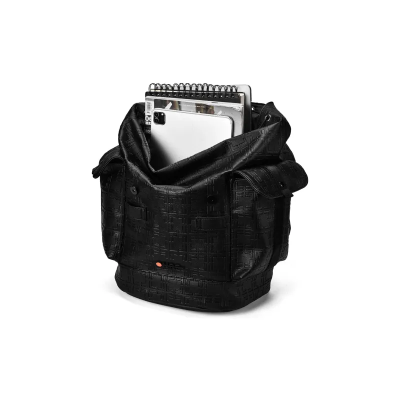 ONRF PVC Computer Backpack Travel Bag Tubas Unisex Cool Black-2