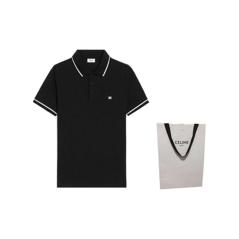 CELINE｜SHORT-SLEEVED PIQUE/COLLAR (CLASSIC POLO SHIRT I CELINE HOMME Logo-Embroidered Cotton-Piqué Polo Shirt for
