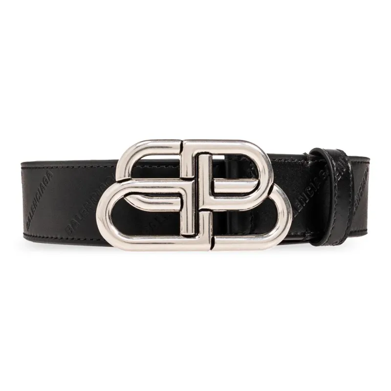Balenciaga Calfskin Leather Belts Men's Black -0