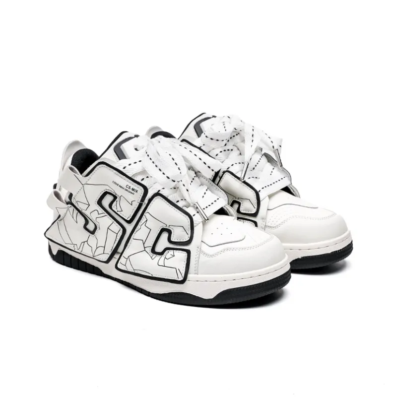 Angelmi Anti Slip Wear Resistant Low Top Skateboard Shoes Unisex White-1