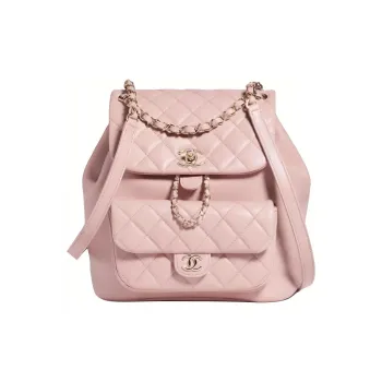CHANEL Shiny Calfskin Backpack Large Size Women's Light Pink