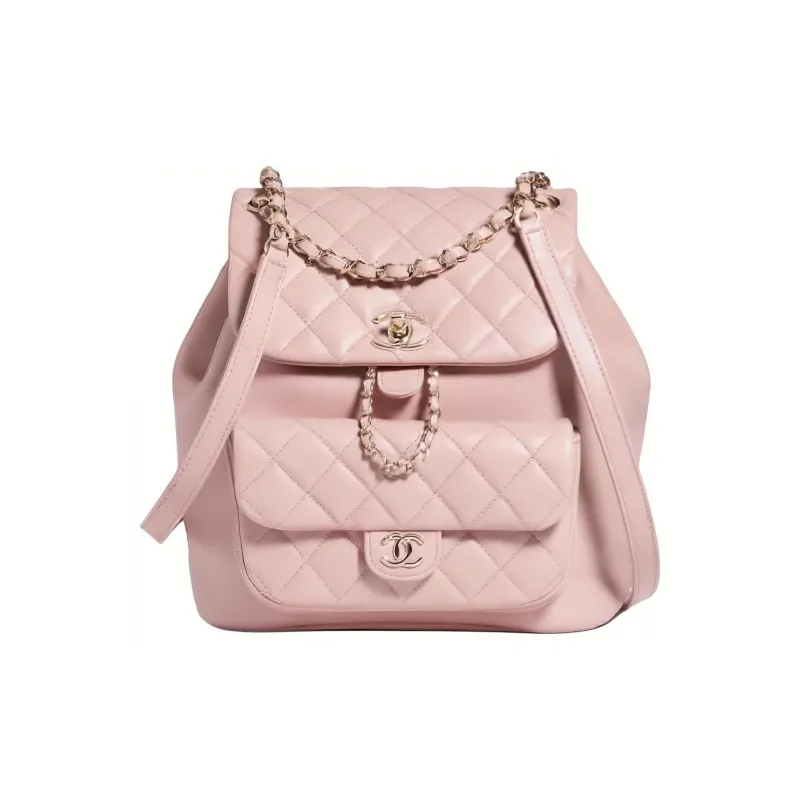 CHANEL Shiny Calfskin Backpack Tubas Women's Light Pink-0