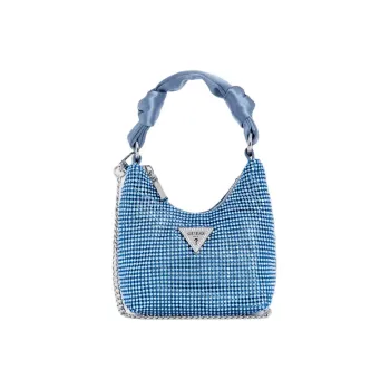 GUESS Satin Trim Hobo Handbag Mini Women's Blue