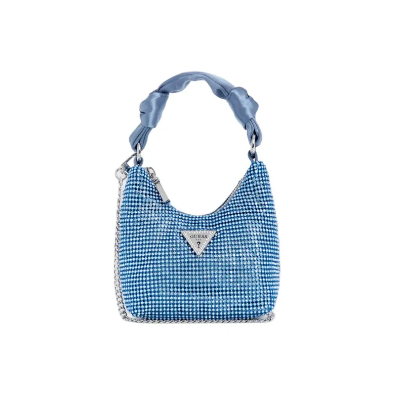 GUESS Satin Trim Hobo Handbag Mini Women's Blue-0