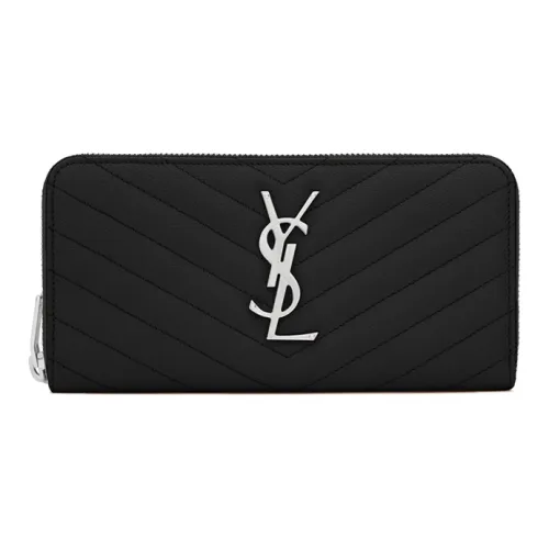 SAINT LAURENT Monogram Quilting Leather Wallet Women's Black