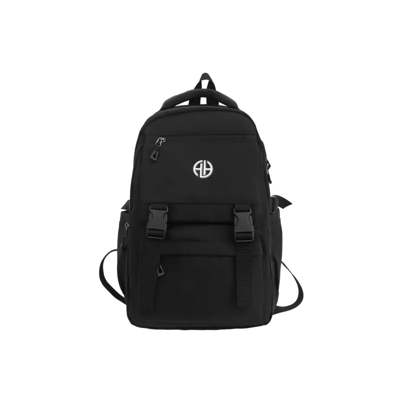 MingLu Nylon Backpack Regular Unisex Black/Gray/Light Khaki-0